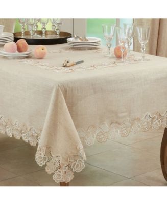 Saro Lifestyle Lace Tablecloth with Rose Border Design, 54