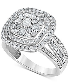 Diamond Halo Cluster Ring (1 ct. t.w.) in 10k White Gold
