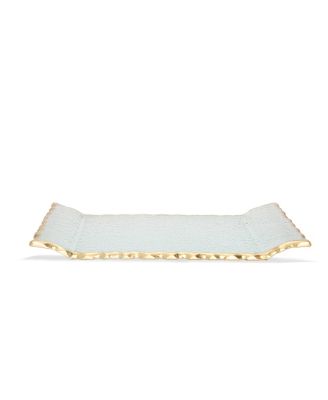 11"L Glass Oblong Tray With Gold Tray