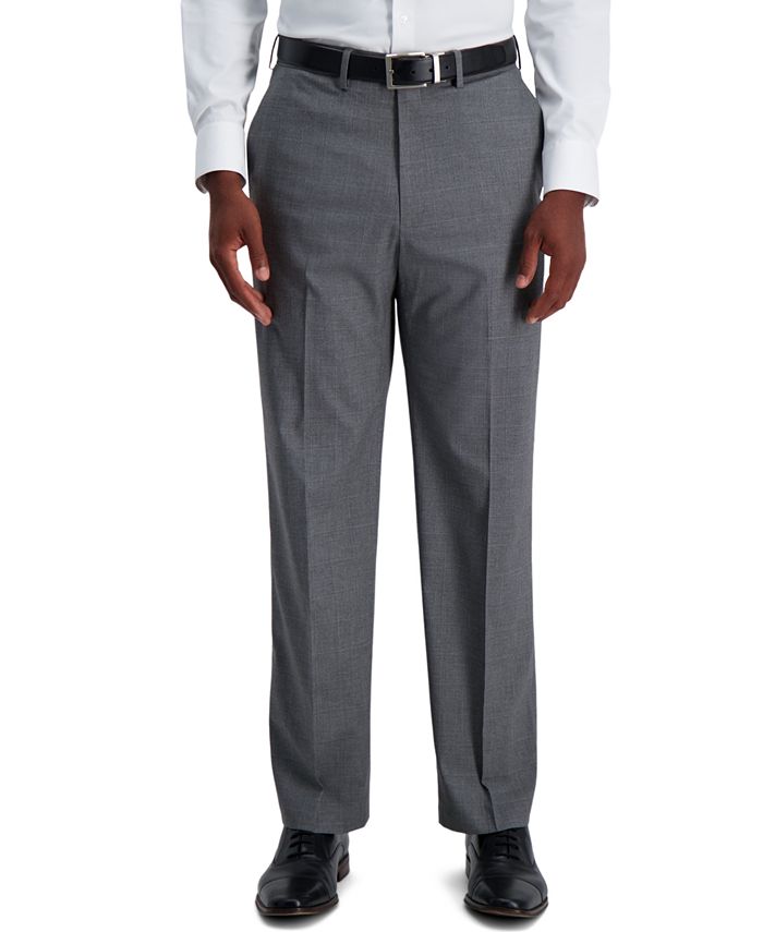 Haggar J.M. Men's Textured Grid 4Way Stretch Classic Fit Flat Front