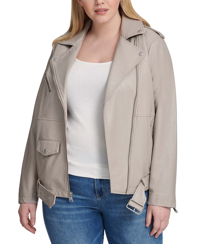 Macy's womens plus size leather cheap jackets