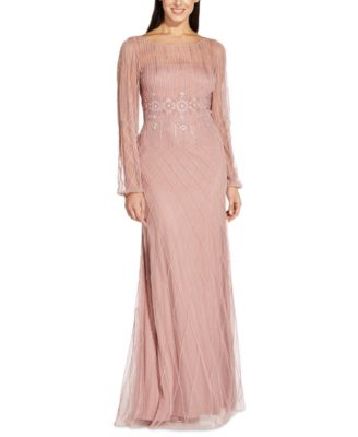 adrianna papell embellished illusion dress