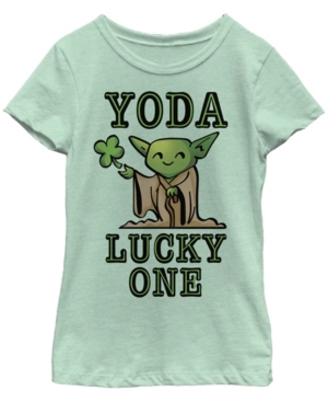 Fifth Sun Kids' Big Girls Star Wars Yoda So Lucky Short Sleeve T-shirt In Mint