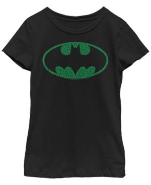 Fifth Sun Kids' Big Girls Batman Clover Bat Logo Short Sleeve T-shirt In Black