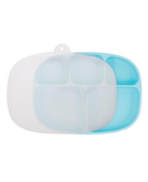 Bumkins Silicone Grip Dish + Stretch Lid Set 5 Section In Blue