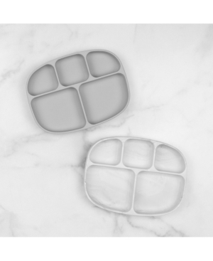 Bumkins Silicone Grip Dish + Stretch Lid Set 5 Section In Marble