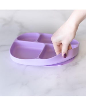 Bumkins Silicone Grip Dish + Stretch Lid Set 5 Section In Lavender