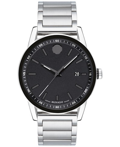 Movado Men\'s Swiss Macy\'s Chronograph Watch Gray 44mm - PVD Bracelet Strato Black