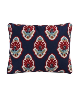 Levtex Moreno Embroidered Decorative Pillow, 14" X 18" In Navy