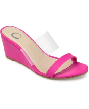 JOURNEE COLLECTION WOMEN'S ANGELINA LUCITE WEDGE SANDALS WOMEN'S SHOES