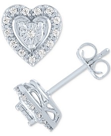 Diamond Heart Earrings (1/10 ct. t.w.) in Sterling Silver or Sterling Silver & 14k Rose Gold-Plate