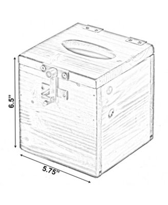 Square Wooden Rustic Lockable Tissue Box Cover Holder