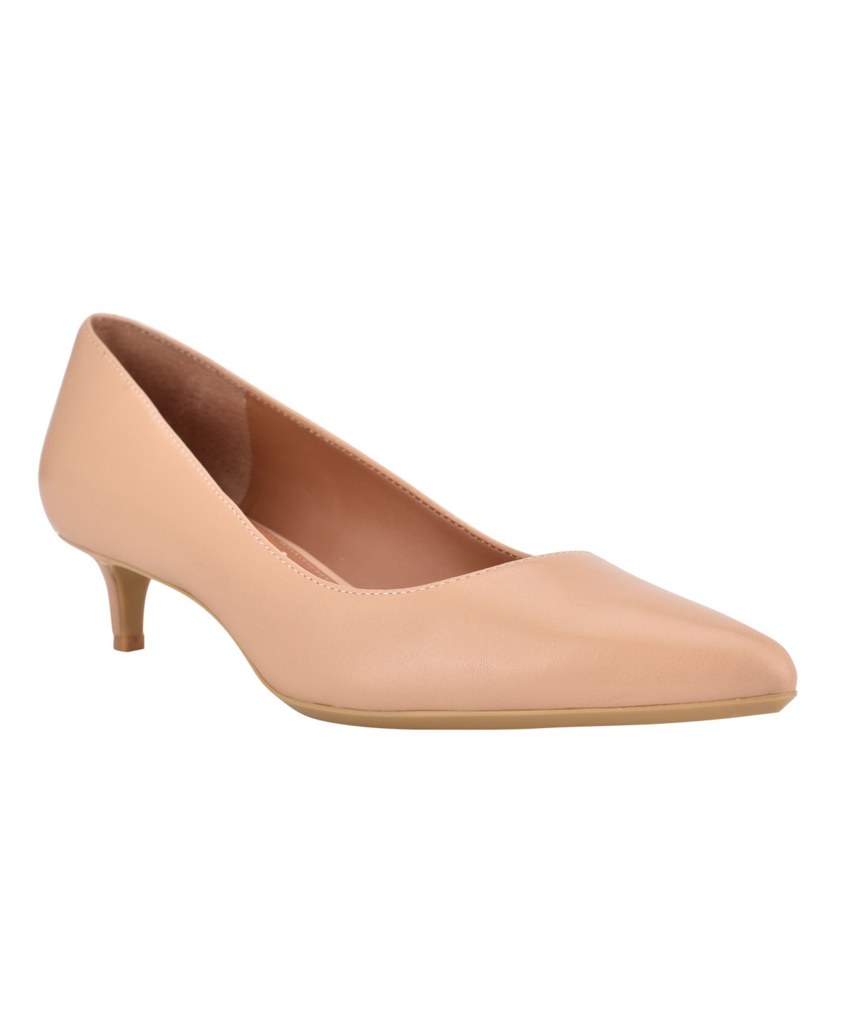 Calvin Klein Women's Gabrianna Pointed Toe Kitten Heel Pumps -Leather