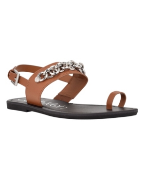 Calvin Klein Women's Roxie Toe Ring Chain Flat Sandals Women's Shoes