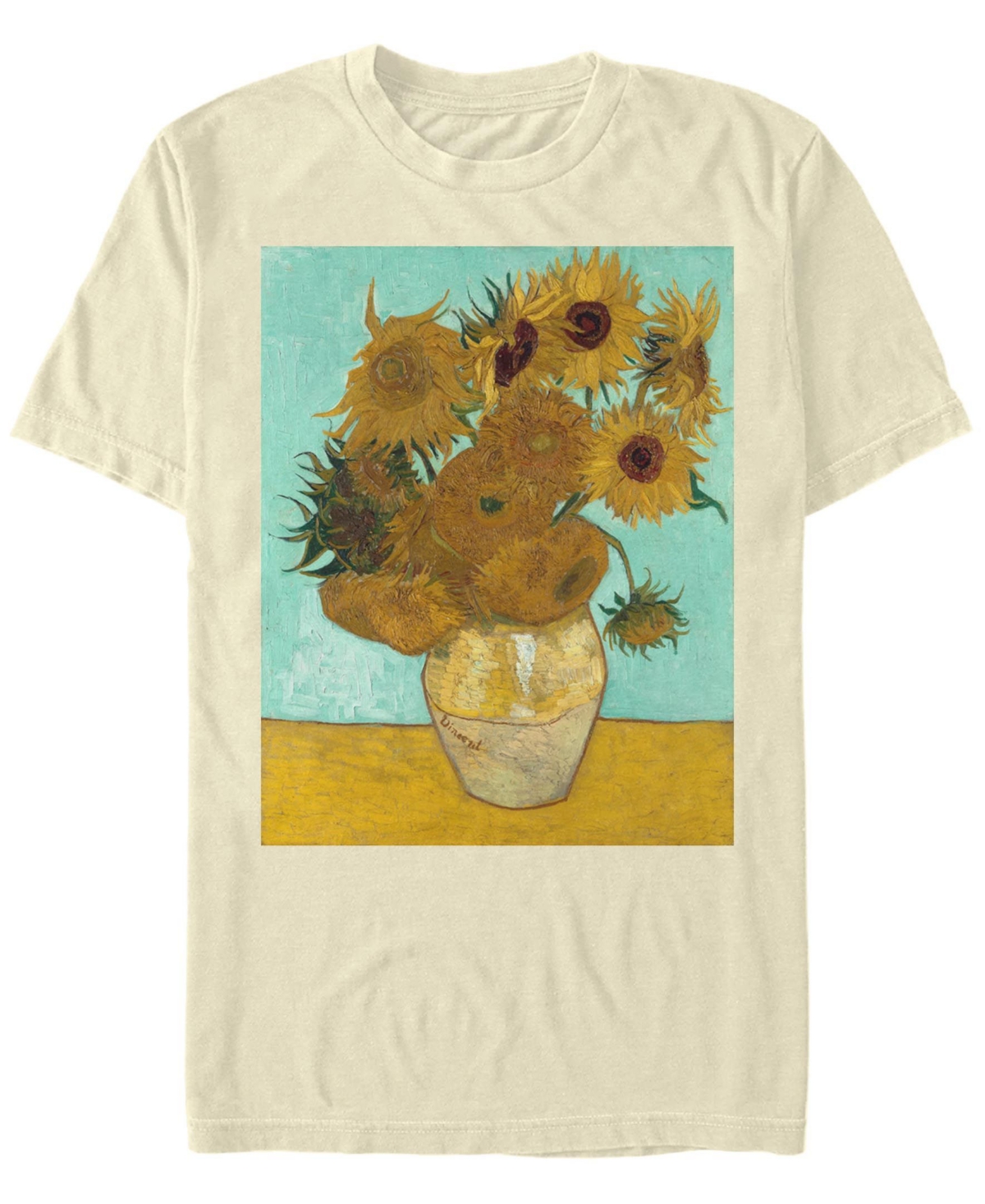 Fifth Sun Men's Van Gogh Flowers Short Sleeve Crew T-shirt - Natural