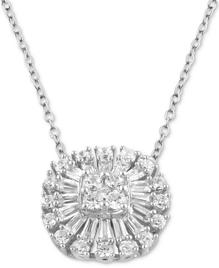 Macy's diamond baguette clearance cluster pendant necklace