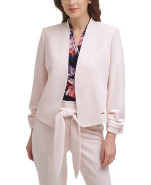 Dkny Ruched-Sleeve Open-Front Jacket