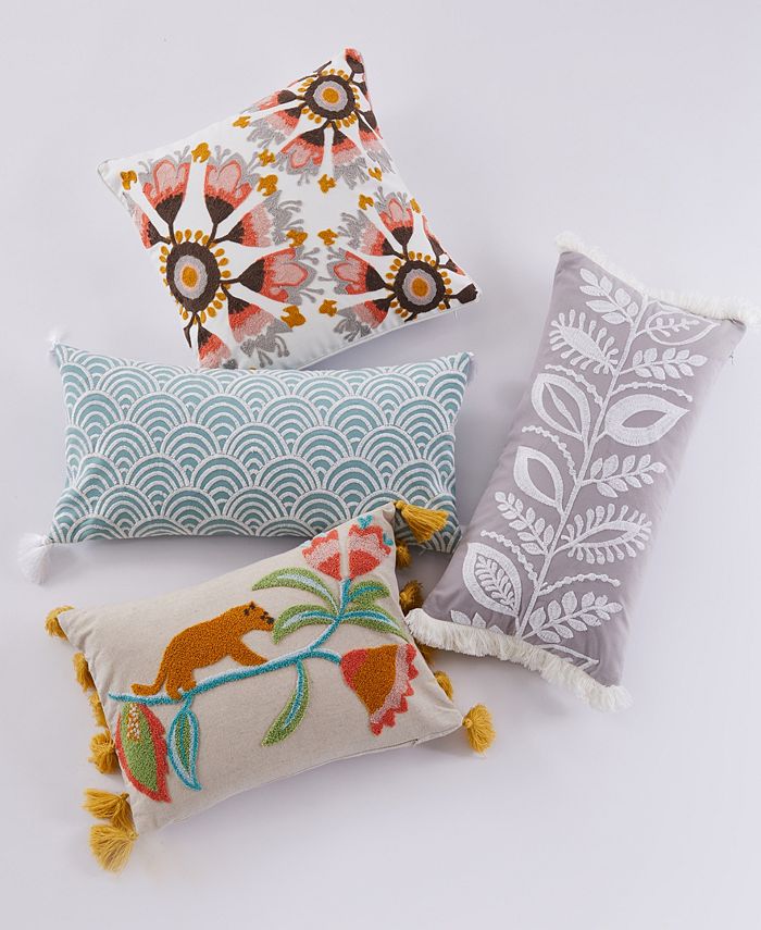 Levtex Home Melina Crewel Medallion Decorative Pillow, 18" x 18