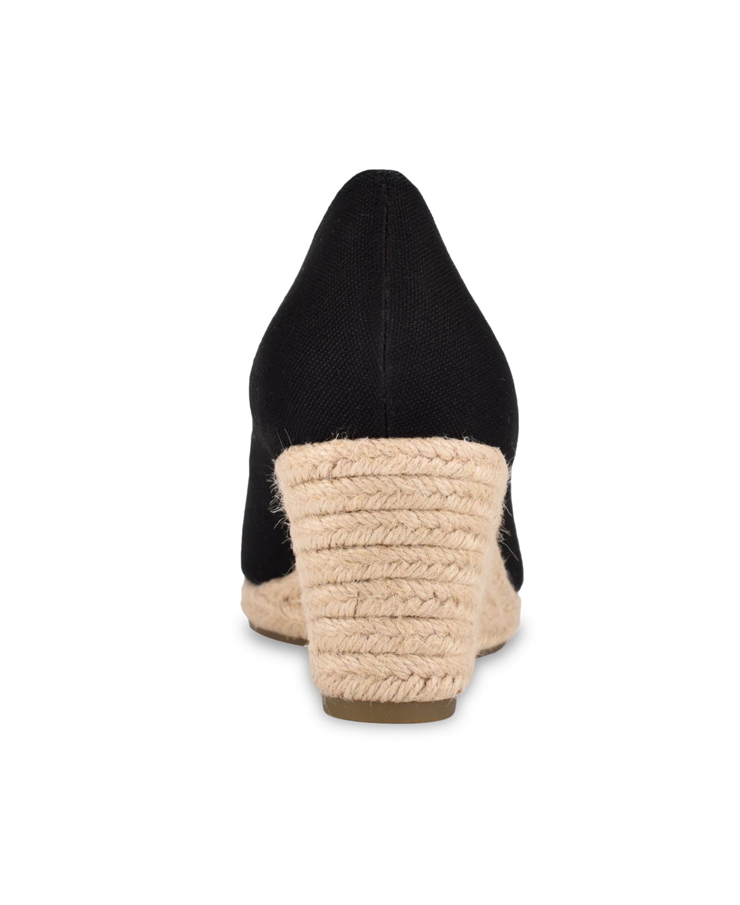Женские сандалии Bandolino Nuri Peep-Toe Espadrille Wedges, цвет: Чёрный холщовый — фото 3