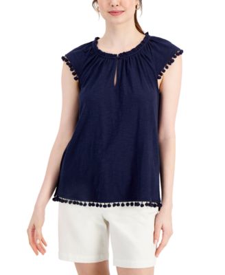 Charter Club - Pom-Pom-Trim Top
