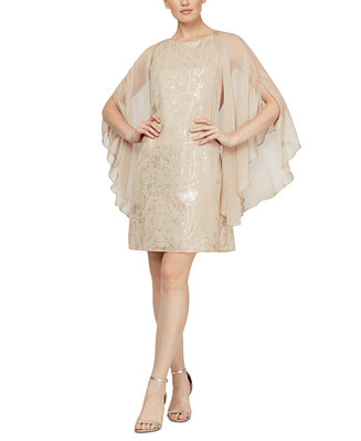 SL Fashions Foil-Print Dress & Chiffon Jacket - Macy's
