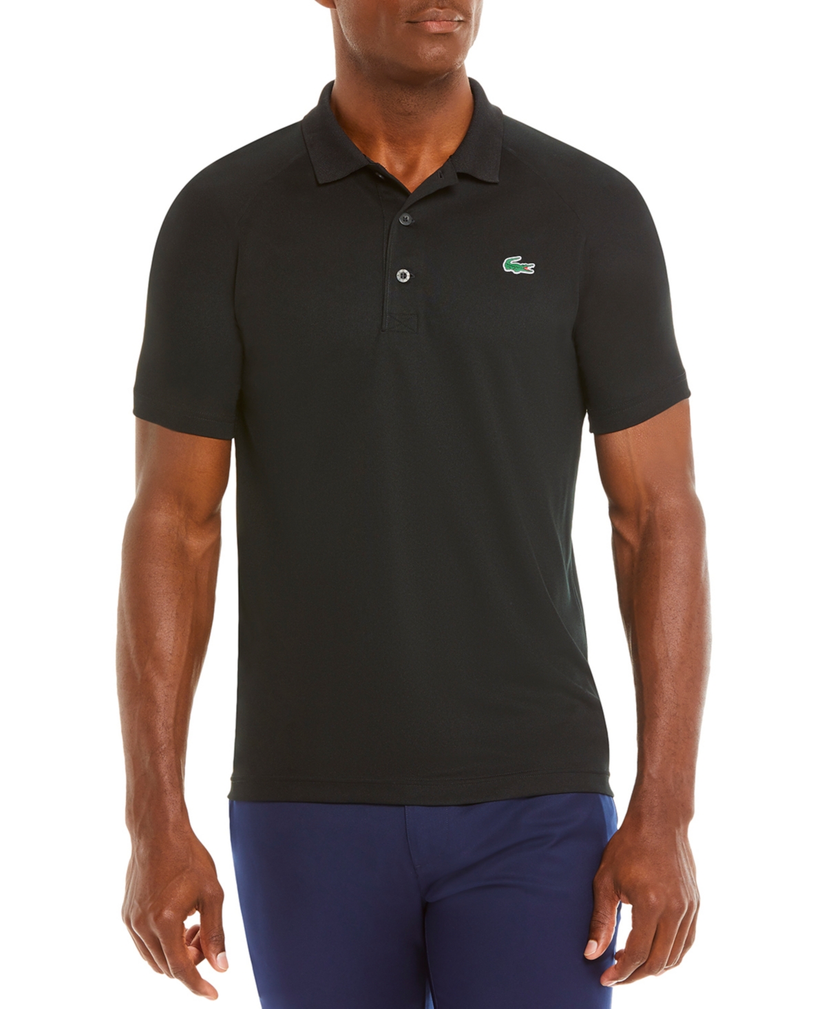 Lacoste Men's  Sport Breathable Run-resistant Interlock Polo Shirt In Black