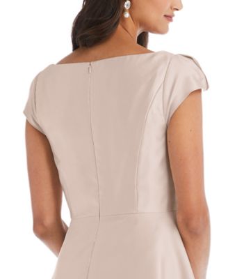Alfred Sung Cap-Sleeve Satin Midi Dress 