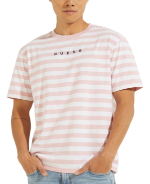 Guess striped t sales shirt pink