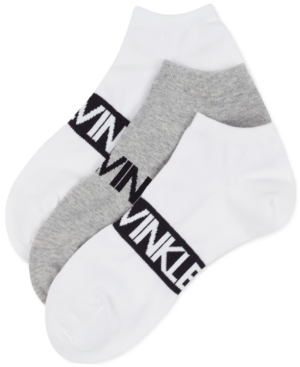 Calvin Klein Men's 3-Pk Flat Knit Logo Low Cut Socks