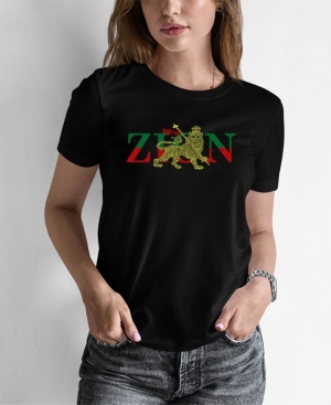 Shop La Pop Art Women's Word Art Zion One Love T-shirt In Black