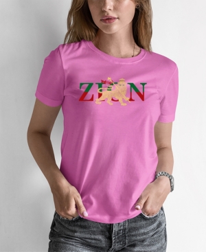 La Pop Art Women's Word Art Zion One Love T-shirt In Pink