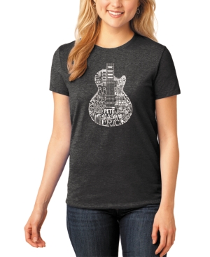 La Pop Art Women's Word Art Rock Guitar Head T-shirt In Black