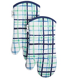 Watercolor Plaid Oven Mitts, Set of 2