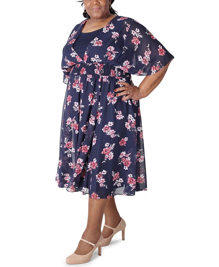 Robbie Bee Plus Size Floral-Print Fit & Flare Dress - Macy's