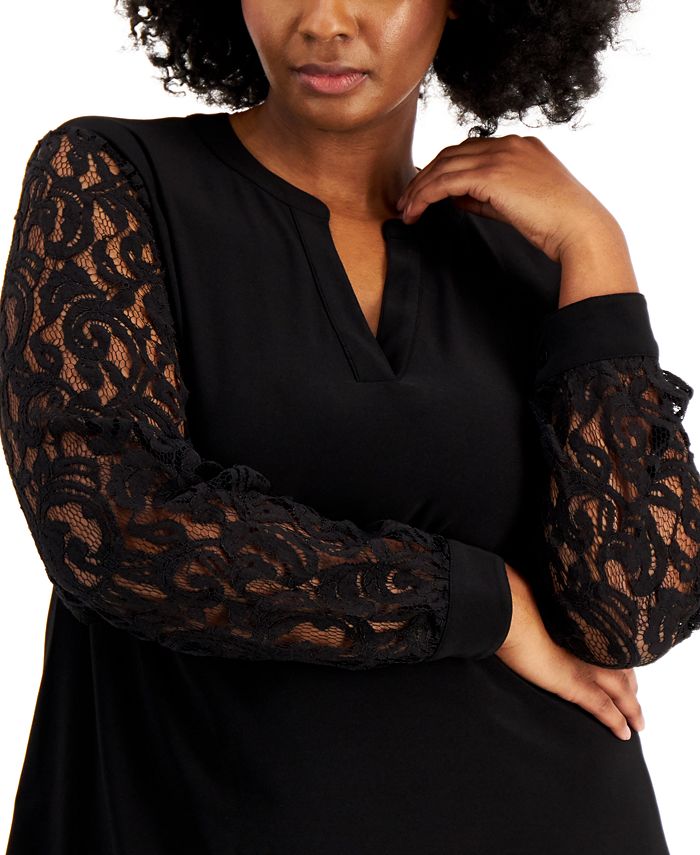 Kasper Plus Size LaceSleeve Top & Reviews Tops Women Macy's