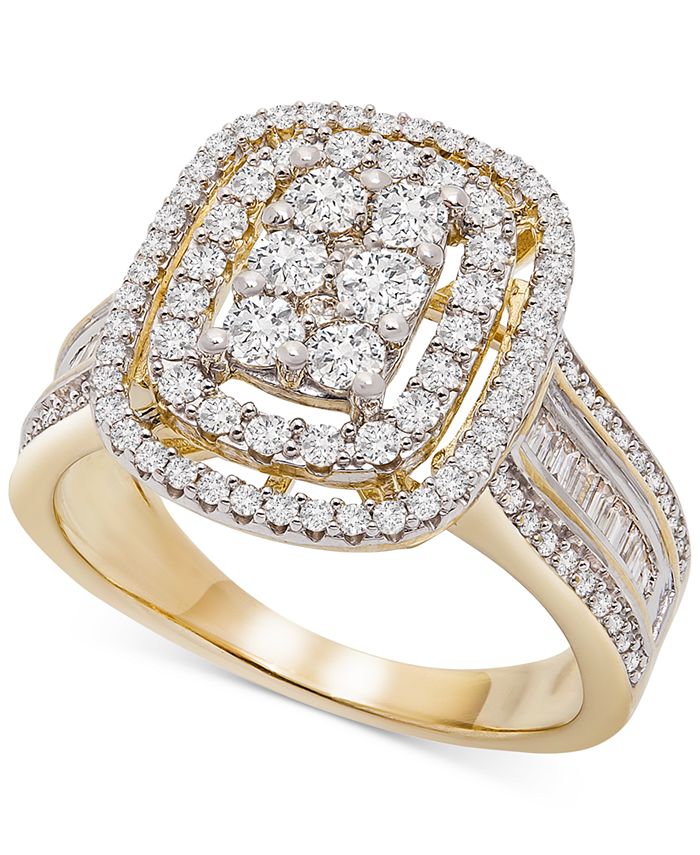 Macy's Diamond Rectangle Halo Ring (1 ct. t.w.) in 10k Gold - Macy's