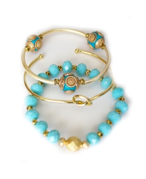 Shop Michael Gabriel Designs Women's Tiffani Bracelet Set, 3 Pieces In Robbin Egg Blue