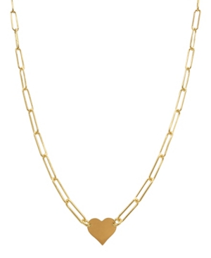 Shop Adornia Heart Necklace With Paperclip Chain In Yellow Gold-tone