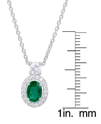 Macy's - Simulated Emerald Oval Halo 3 Piece, Pendant, Earrings and Ring, Set in Fine Silver Plate