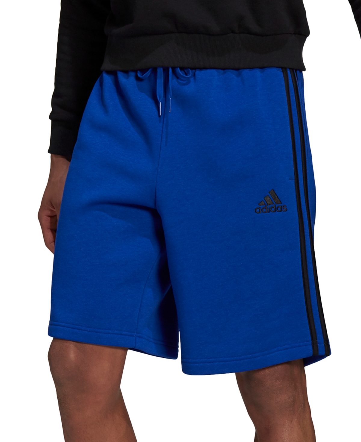 Shop Adidas Originals Men's 3-stripes 10" Fleece Shorts In Team Royal Blue,white