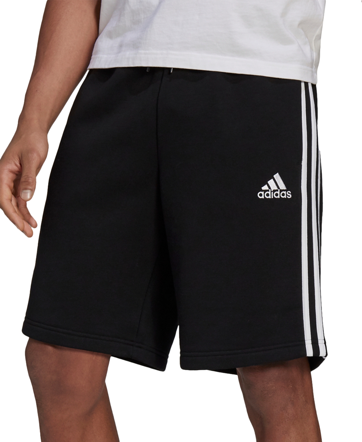 Shop Adidas Originals Men's 3-stripes 10" Fleece Shorts In Black,white