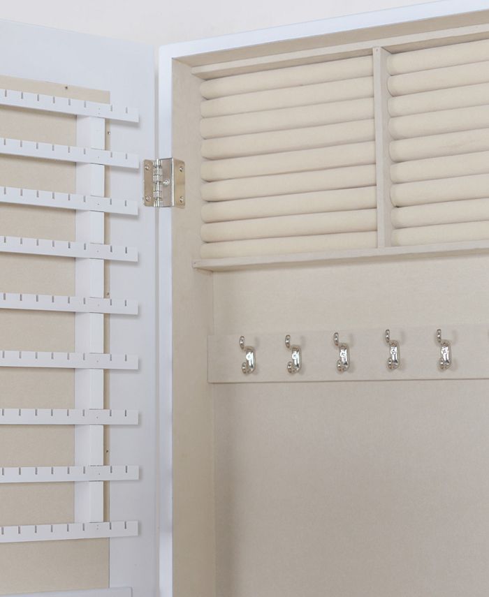 PKO Inc. Wall Mounted White Jewelry Armoire with Mirror Macy's