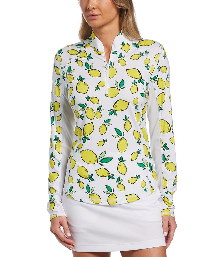 PGA TOUR Women's Lemon-Print Long-Sleeved Golf Top - Macy's