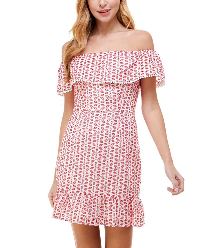 City Studios Juniors Off The Shoulder Fit Flare Dress Macy s