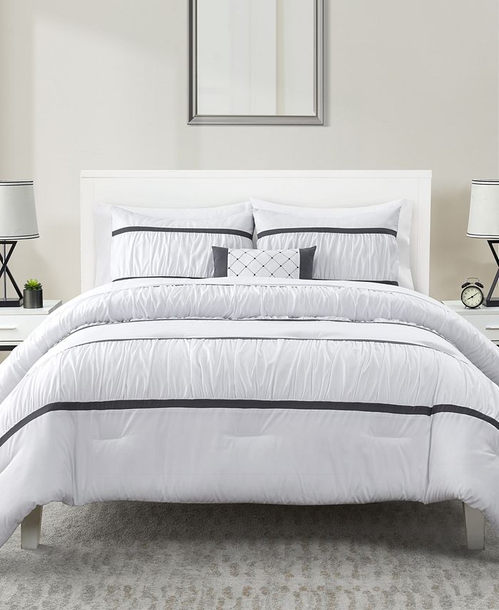 VCNY Home CLOSEOUT! Trisha Ruched 8 Piece Bed-in-a-Bag King Comforter Set &  Reviews - Comforter Sets - Bed & Bath - Macy's