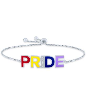 Macy's - Diamond Accent Rainbow PRIDE Bolo Bracelet in Sterling Silver