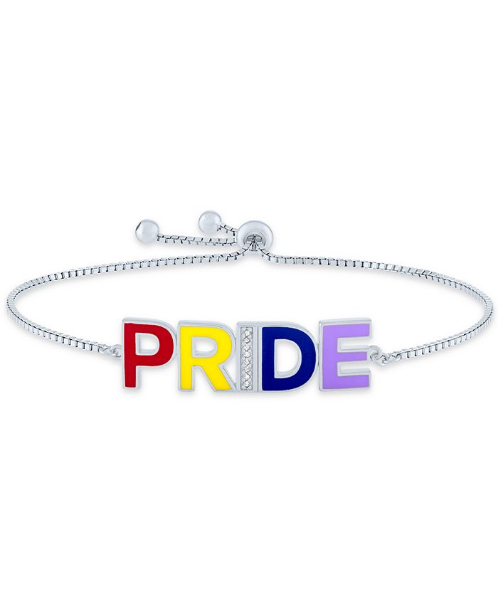 Macy s Diamond Accent Rainbow PRIDE Bolo Bracelet in Sterling