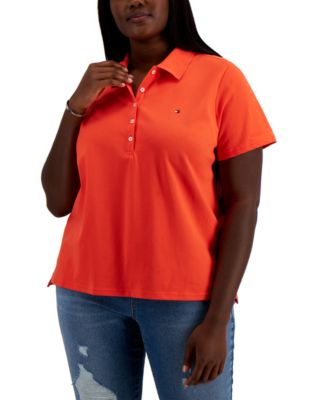 Plus Size Solid Polo Shirt