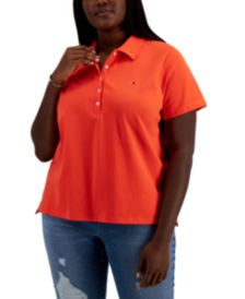 Plus Size Solid Polo Shirt