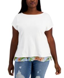 Plus Size Boatneck Ruffle Hem Top